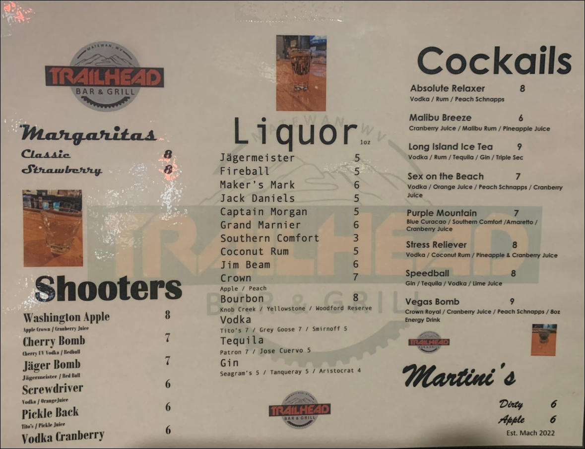 strawberry margaritas, classic margaritas, shooters, washington apple, cherry bomb, jager bomb, screwdriver, pickle back, vodka cranberry, liquor, jagermeister, fireball, makers mark, jack daniels, captain morgan, grand marnier, southern comfort, coconut 